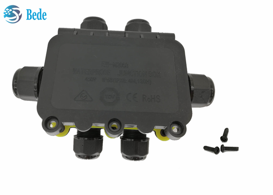 IP68 صندوق تقاطع مقاوم للماء مانعة لتسرب الماء في الهواء الطلق صندوق الأسلاك 6 قنوات 450V