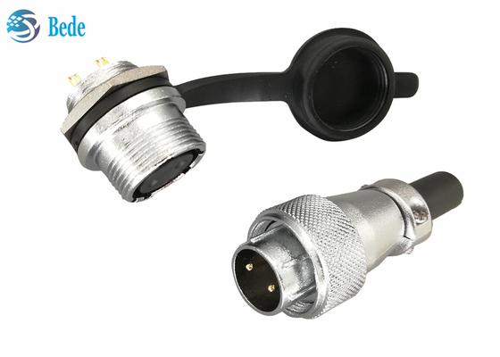 موصلات دائرية من سبائك الزنك مطلية بالكروم 2 3 4 دبابيس 10A 500V مع غطاء غبار