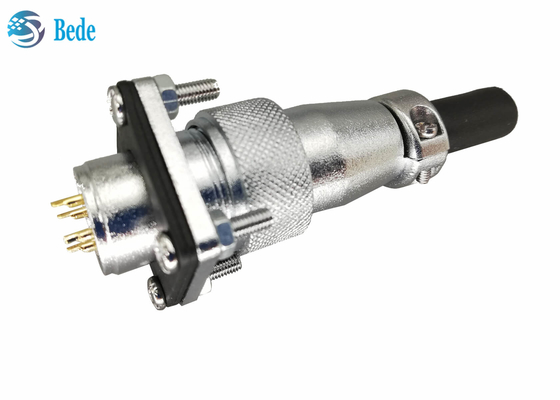 WS20 5 6 7 8 دبوس موصل دائري مع شفة مربعة وغطاء غبار 500V 10A