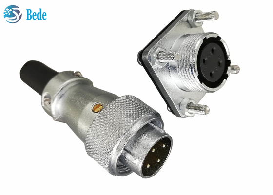 WS20 5 6 7 8 دبوس موصل دائري مع شفة مربعة وغطاء غبار 500V 10A