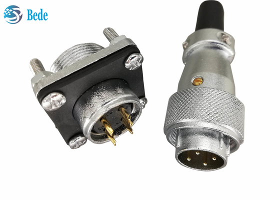 WS20 5 6 7 8 دبوس موصل دائري مع شفة مربعة وغطاء غبار 500V 10A