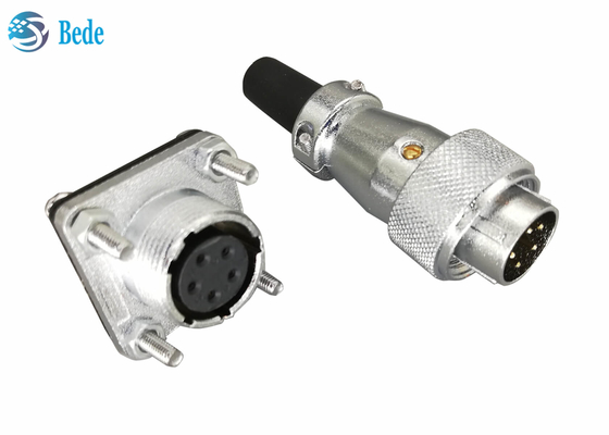 9 10 12 14 دبوس 400V 5A WS20 موصلات دائرية مع شفة مربعة وغطاء غبار