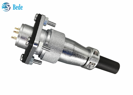 9 10 12 14 دبوس 400V 5A WS20 موصلات دائرية مع شفة مربعة وغطاء غبار