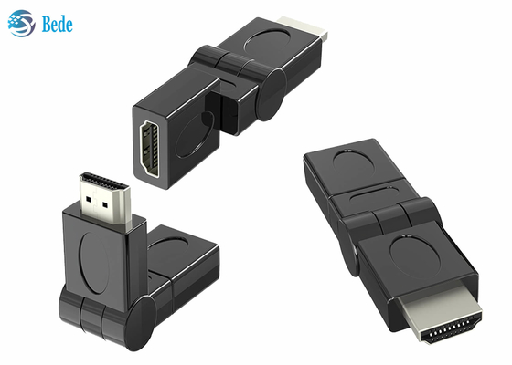 محول HDMI مطلي بالذهب من الذكور إلى الإناث 90180270 360 درجة للتدوير