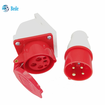 ذكر أنثى مقبس كهربائي 4 دبابيس 3P + E 380 ~ 415V 16Amp الجدار نوع التثبيت IP44