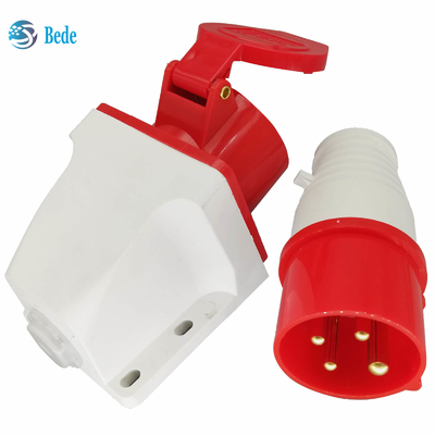 ذكر أنثى مقبس كهربائي 4 دبابيس 3P + E 380 ~ 415V 16Amp الجدار نوع التثبيت IP44