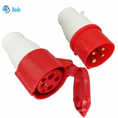 AC 380-415V 16A موصل الطاقة الصناعية IP44 مقاوم للماء 4Pin 3 Phase 3P + E Red