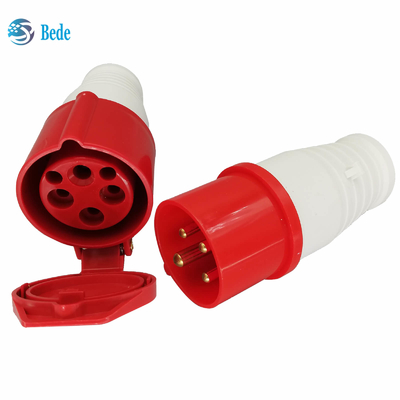 AC 380-415V 16A موصل الطاقة الصناعية IP44 مقاوم للماء 4Pin 3 Phase 3P + E Red
