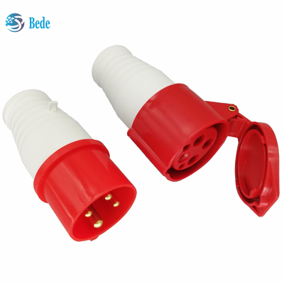 AC 380-415V 16A موصل الطاقة الصناعية IP44 مقاوم للماء 4Pin 3 Phase 3P + E Red