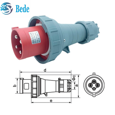 63A / 125 Amp الصناعية الصلبة عالية التيار والمقابس 3P + E IP67