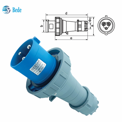 IP67 مصباح صناعي 3Pins مصمم ل 220 ~ 250V 63A / 125A نوع تركيب الجدار